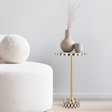 Calix 23.5" Contemporary Minimalist Metal/Resin Round End Table - JONATHAN Y